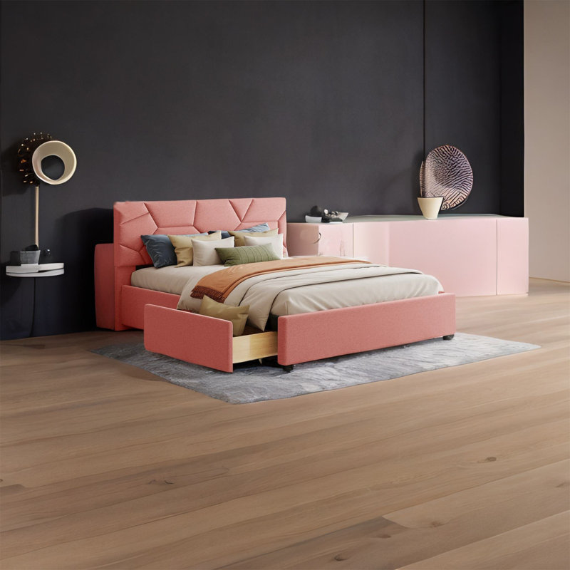 Lit avec rangement Crestline, Rose, Grand