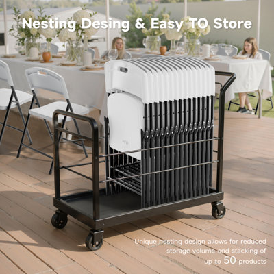 Folding Chairs, 600lbs Capacity, Heavy-Duty Commercial Stackable Plastic Foldable Chairs for Indoor, Outdoor (White, 6 Pack)