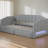 Adjustable Linen Upholstered Daybed With Twin XL Expansion, Storage Drawers & LED Features-1965659309