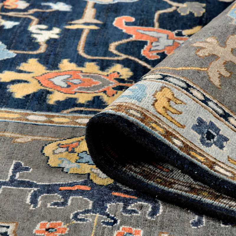 Antiquity Wool Oriental Area Rug in Blue, Rectangle 12' x 15'