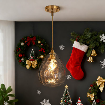 Teandrea 1 - Light 7.8'' W Dome Brass Kitchen Island Pendant UL Certified