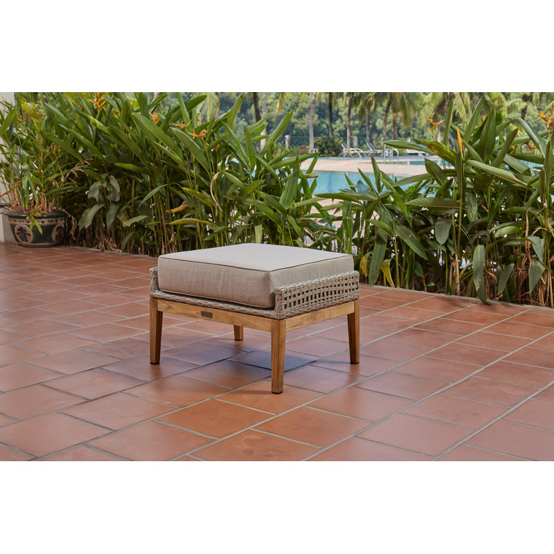 Winston Teak and Woven Outdoor Ottoman