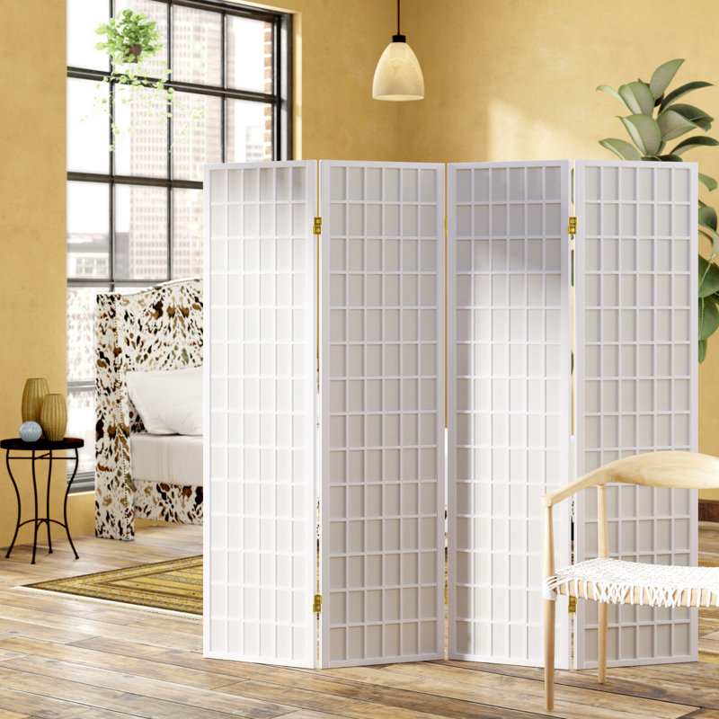 Cloison 4 panneaux en bois massif l 69,5 "x H 70,25" Ashwika - Blanc, Blanc, 4, H 70,25 po x l 69,5 po x P 0,75 po