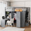 Lit superposé double avec garde-robe, bureau et tablettes-105583579