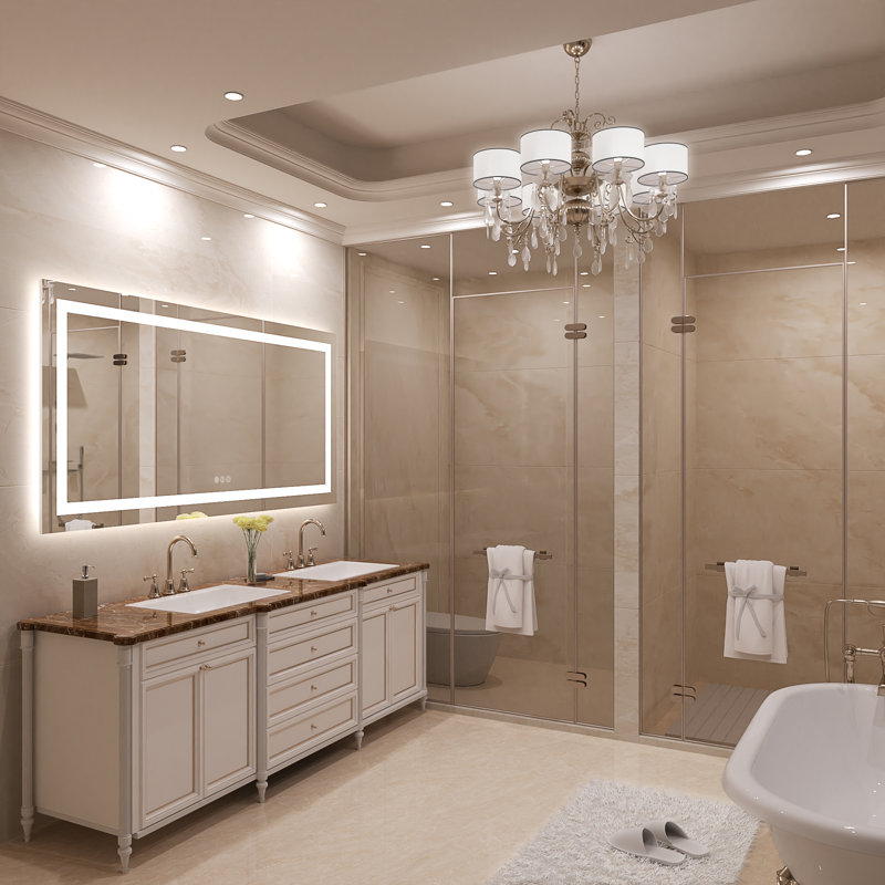 Rectangular Frameless Led Wall Mounted Bathroom Vanity Mirror, 60" x 36"