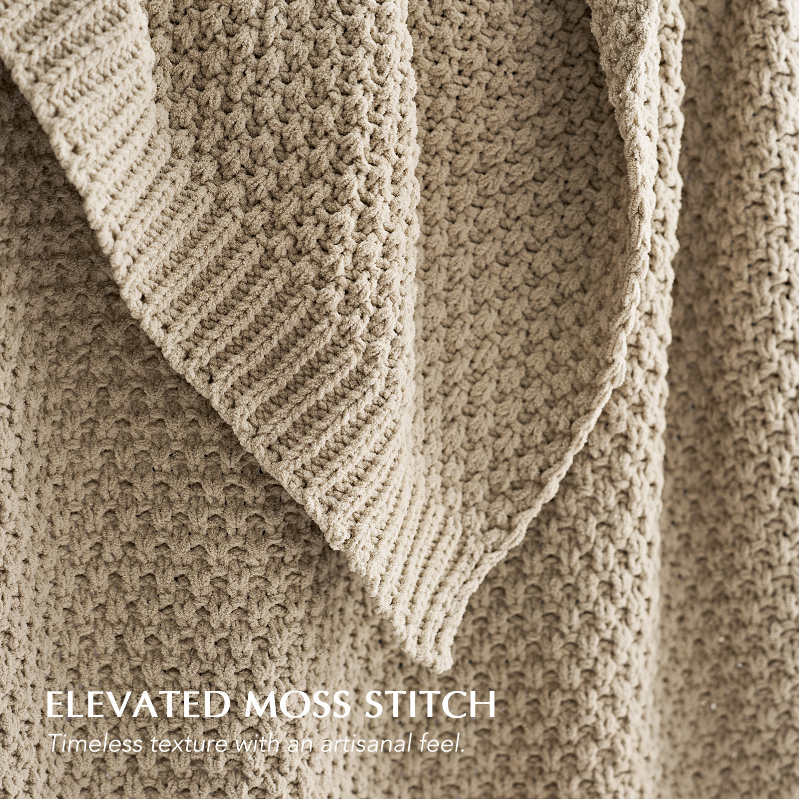 Chunky Chenille Weighted Throw Blanket, 108" L x 92" W, Sand Dune