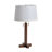 Swiss Cross Table Lamp - Dark Walnut Wood Finish, Weathered Brass, White Linen Shade