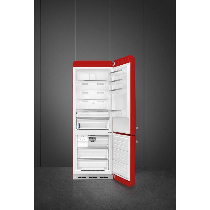 SMEG 27.8" Bottom Freezer 16.26 cu. ft. Energy Star Refrigerator, Red, Left Handed