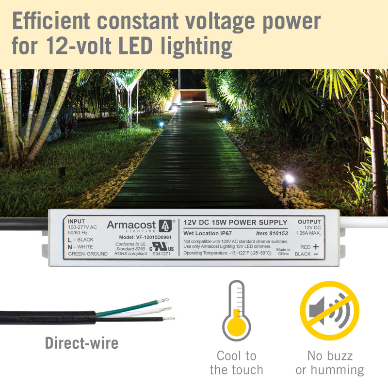Standard Indoor/Outdoor LED Driver 12V DC, 15W, 15
