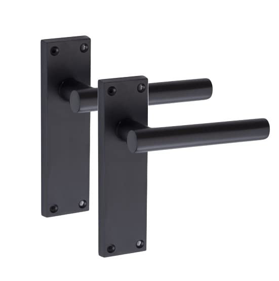  1 Pair T-Bar Lever Backplate Door Handle Matt Black Finish - 150mm x 40mm