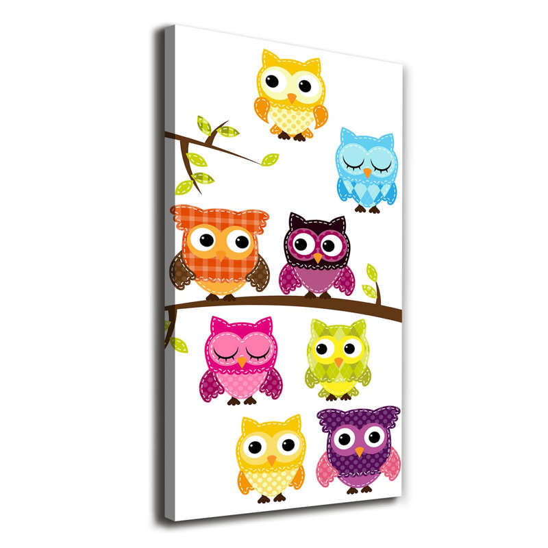 Colourful Owls - Wrapped Canvas Print