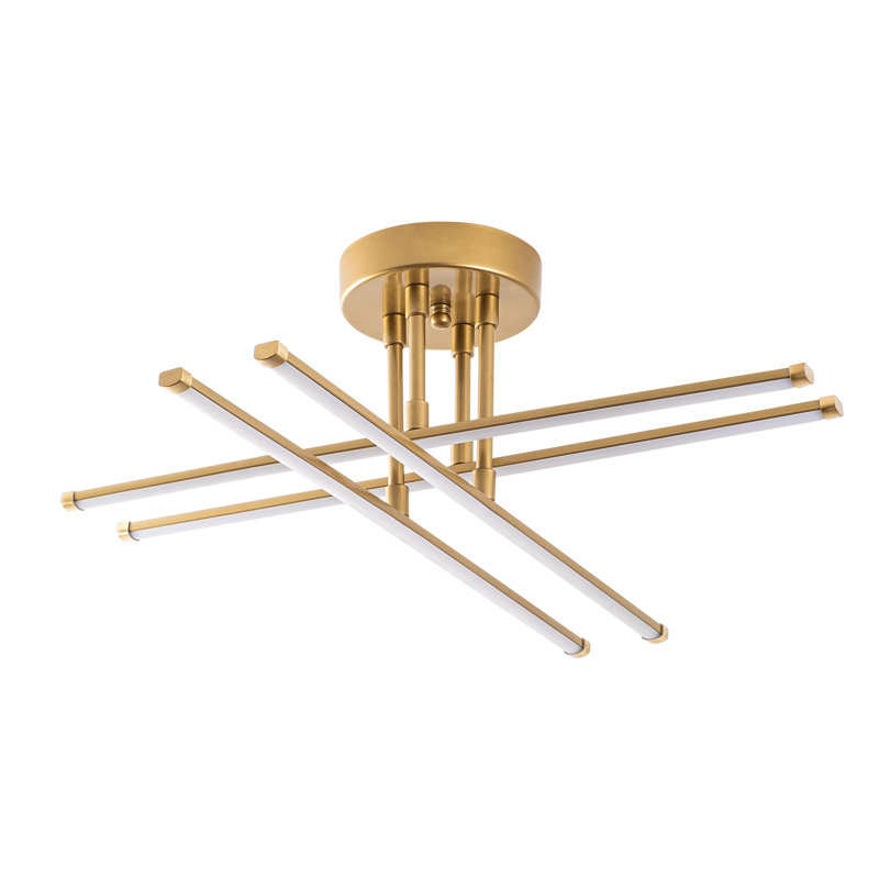 Modern Gold Chandelier, 24.0 x 8.7 x 24.0 Inches | Metal Body with Metal Base Plate, 16.0 in Diameter, 4.0 in Height | SMD LED 28W 3000K | Glam & Novelty Design for Contemporary Living Spaces