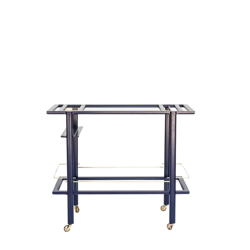 Bar Cart, Laquered Indigo/Brass