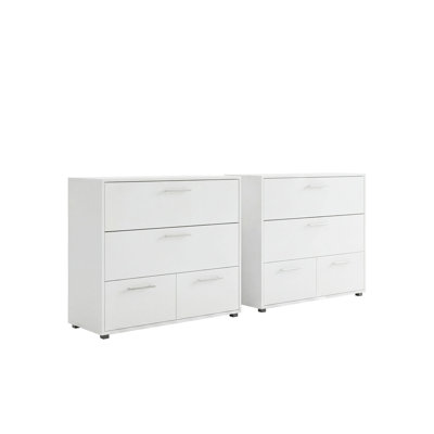 Kiruna Set of 2 Small Dressers, Minimalist Modern Style, High Capacity Bedroom Storage Furniture