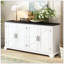 Console de buffet avec tablette inférieure, armoire de rangement en bois / verre de style campagnard pour le salon-861236315