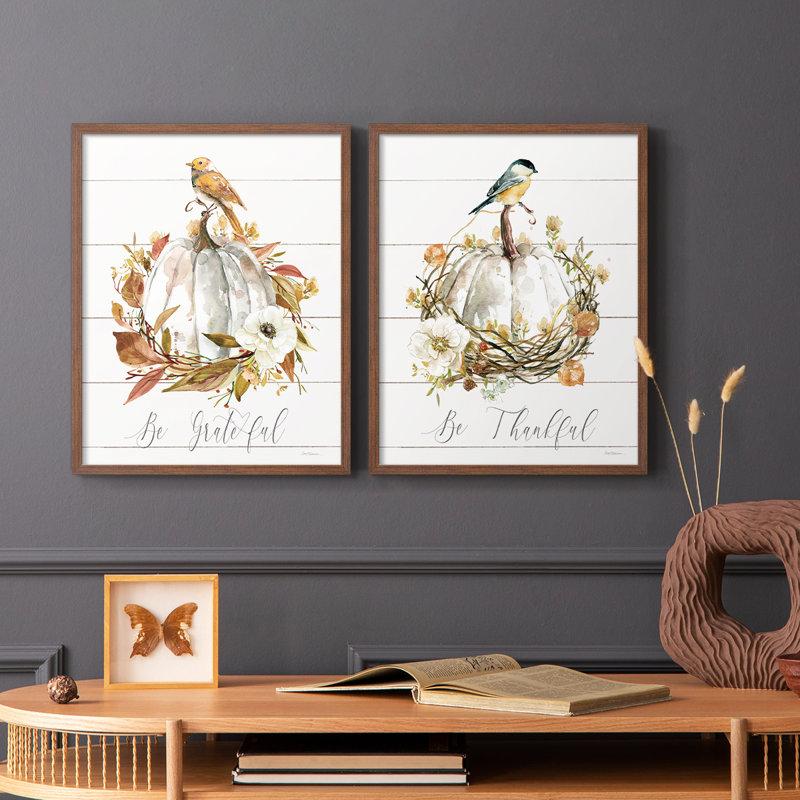 Be Be Grateful Bird - reproduction encadrée de qualité supérieure - prête à être accrochée - aucun clou requis - aucun clou requis