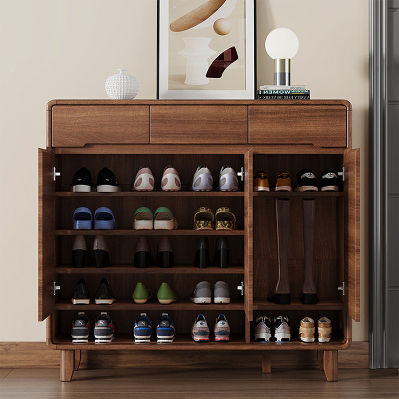 Rangement pour chaussures en bois manufacturé moderne brun massif, H 39,37 po x l 39,37 po x P 13,78 po