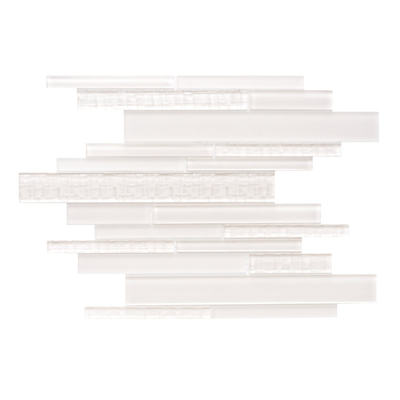Karma Straight Edge Glass Mosaic Sheet Tile, Cream