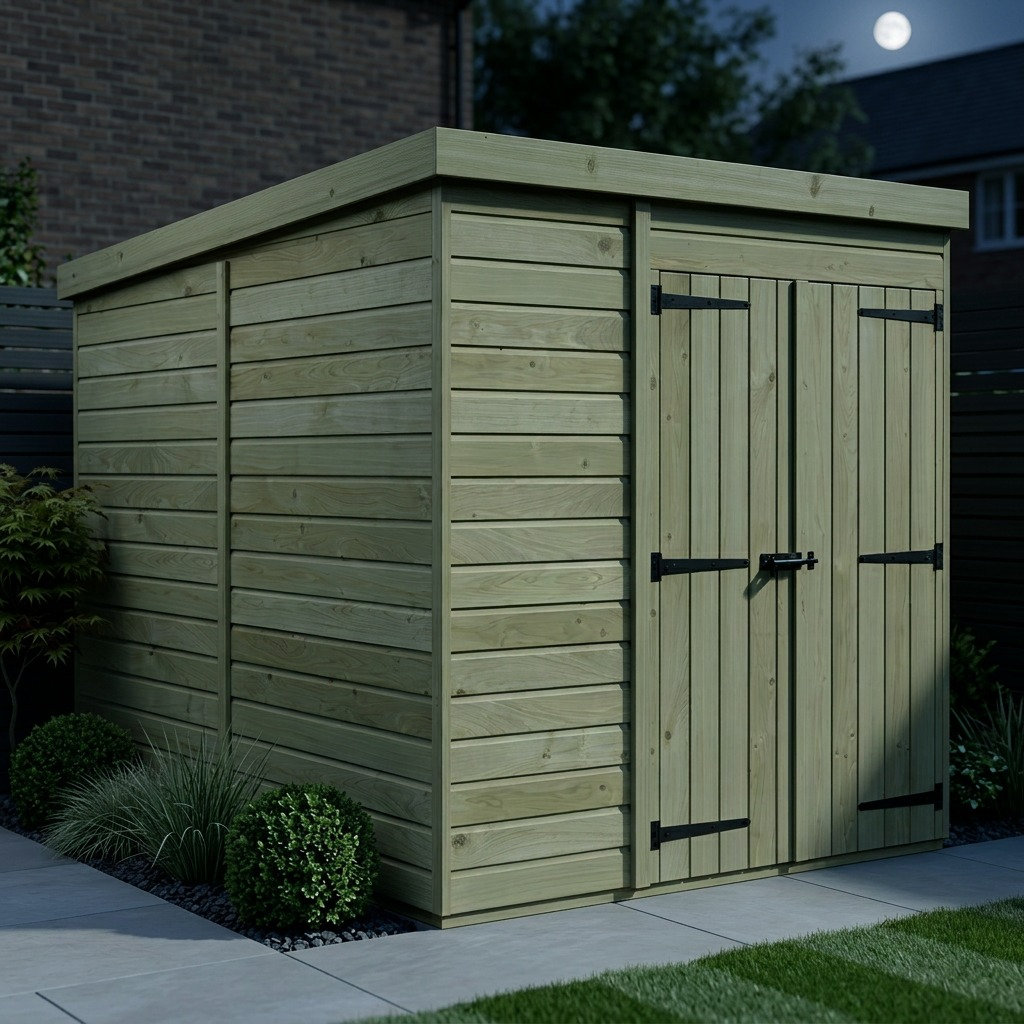 Total Sheds 6ft x 8ft Pent Garden Shed - Double Door - No Windows - Pressure Treated Timber - UK Manufactured