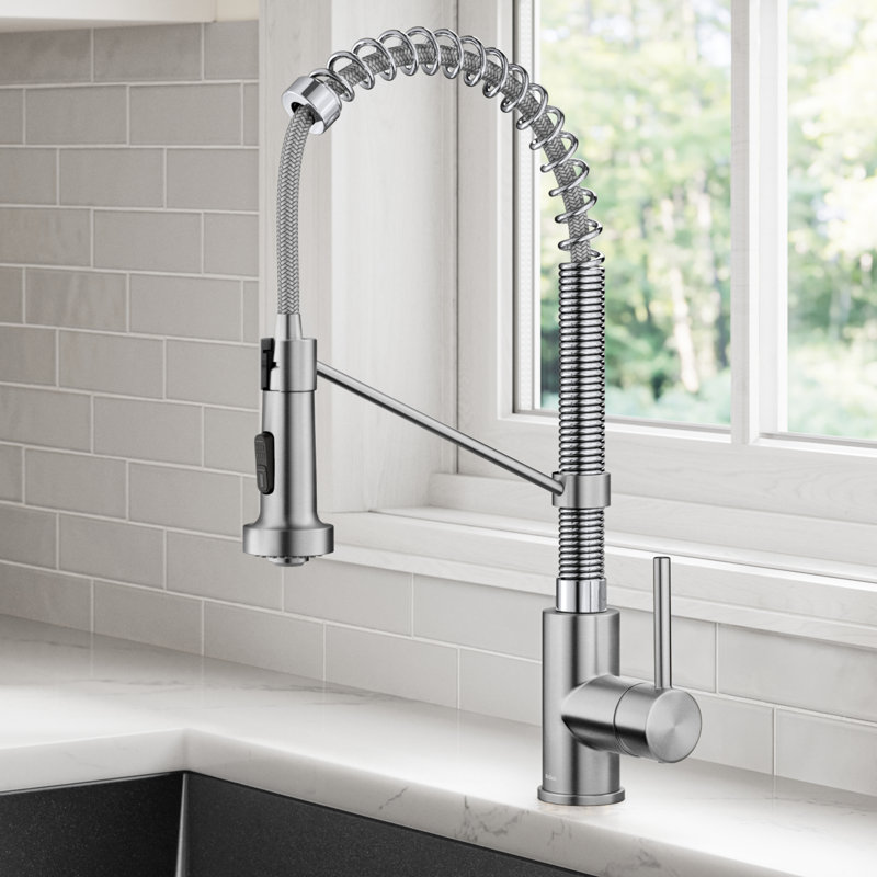 Robinet de cuisine à poignée simple KRAUS Bolden, Acier inoxydable / chrome