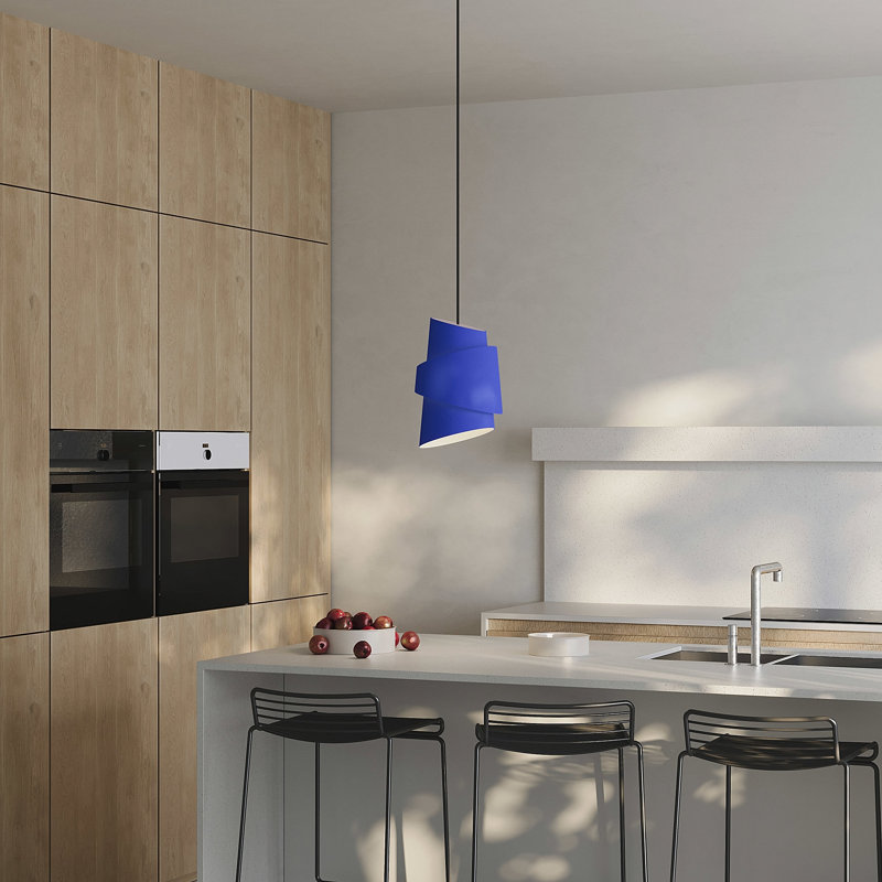 Croissant Pendant Light, Black, Cobalt