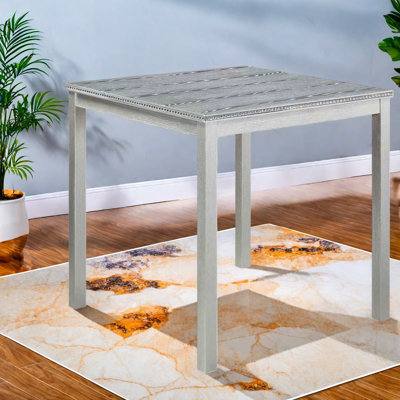 Elegant Silver Grey Dining Table, Solid Wood With Modern Design, Perfect For Small Kitchens