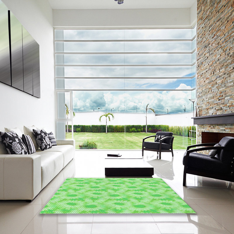 Tapis vert en laine Zimmer, Carré 8 pi
