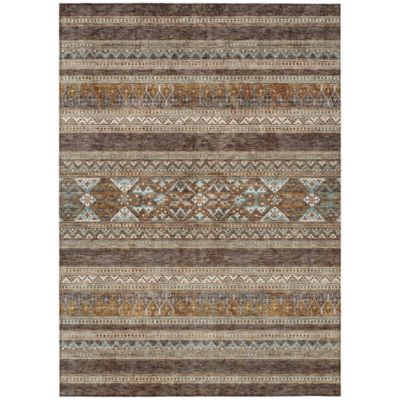 Tapis gris lavable intérieur / extérieur 5 pi x 8 pi Southwestern