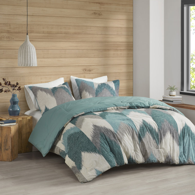 Full Aqua Cotton Reversible Comforter Set