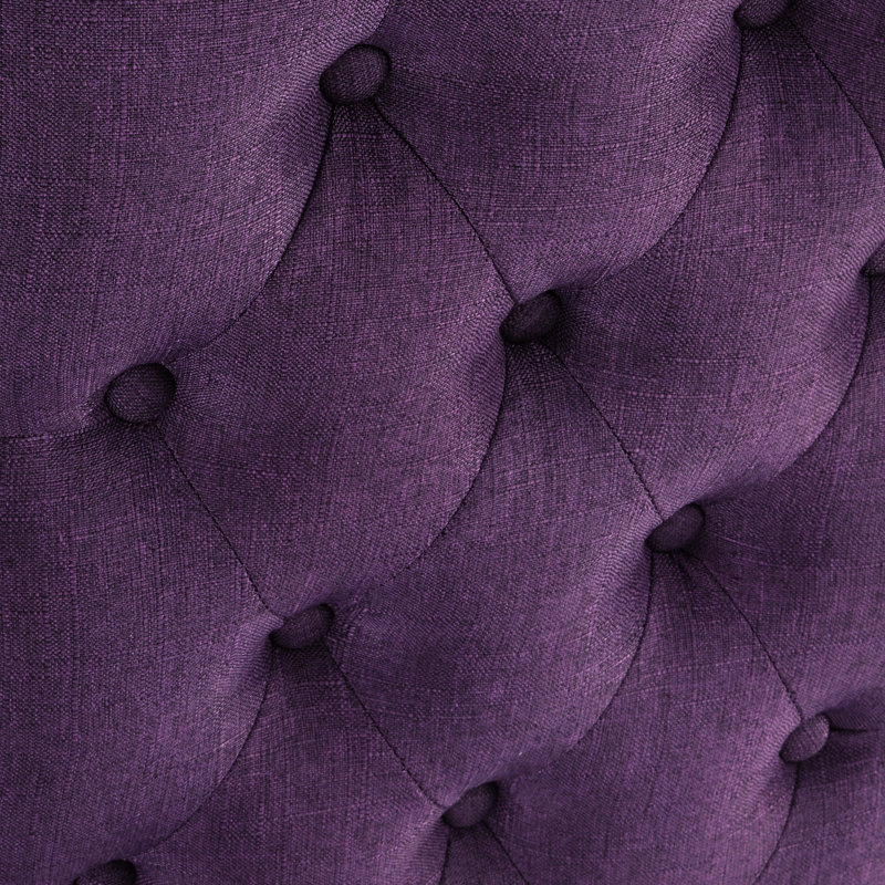 Chaise de salle à manger en mauve. Bouton à l'arrière. Bois massif avec finition en chêne. Mélange de revêtement. L 18 po x P 21 po x H 39,2 po, conception. Style haut dossier.