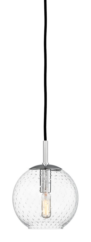 Luminaire suspendu 1 lumière Rousseau, H 7,75 PO X L 6 PO X P 6 PO, Transparent, Chrome poli