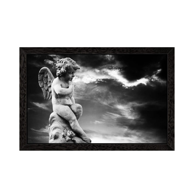 Angel Sculpture - Print on Canvas, 101.6 cm H x 66.04 cm W, Black Framed