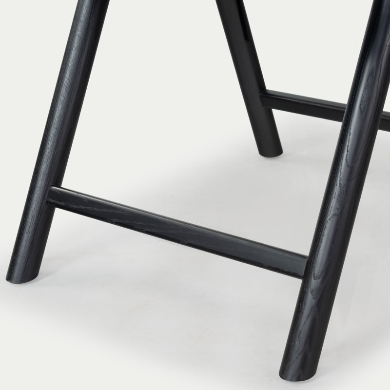 Shaylie Upholstered Seat Folding Dining Chair, Black/Natural