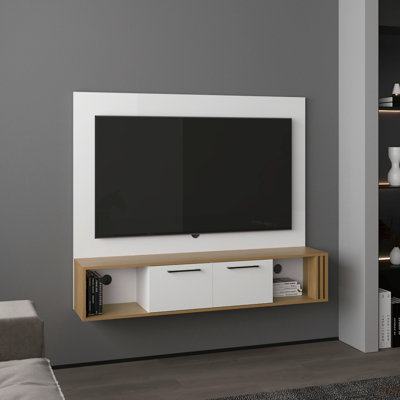 Vance 56" Wide Floating Entertainment Center With Two Cabinets , Four Shelves, Cable Management