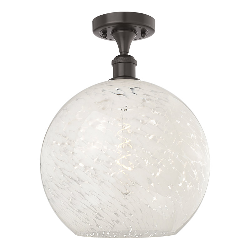 Plafonnier semi-encastré 1 lumière Ballston - Adreann, Bronze huilé, H 14,75 po x l 12 po x P 12 po