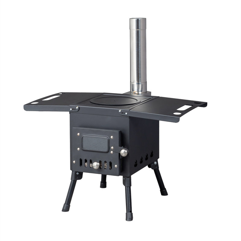 Wood Burning Stove With Chimney For Camping Hiking Picnic, 14.6" H x 22.6" W x 11.4" D