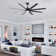 72'' Indoor Smart Black Ceiling Fan With Led Light And App Remote Control