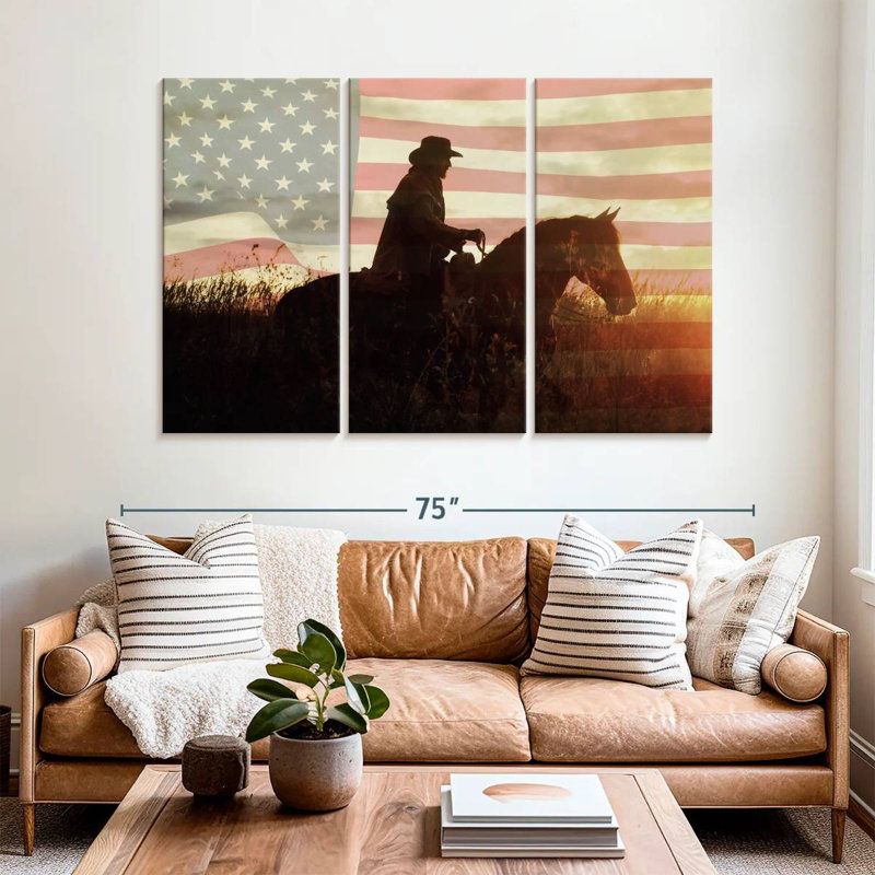 Lelar Cowboy US Flag, 42" H x 65" W
