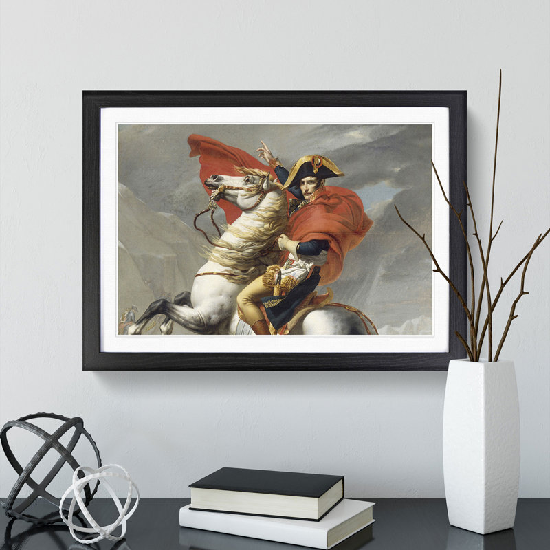 XX-A-1282X Napoleon at the Great St. Bernard by Jacques Louis-David - Picture Frame Painting, 48cm H x 65cm W x 2cm D