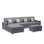 Méridienne réversible 5 pièces en tissu de lin avec pieds interchangeables, repose-pieds et oreillers Modern Modern-477827390