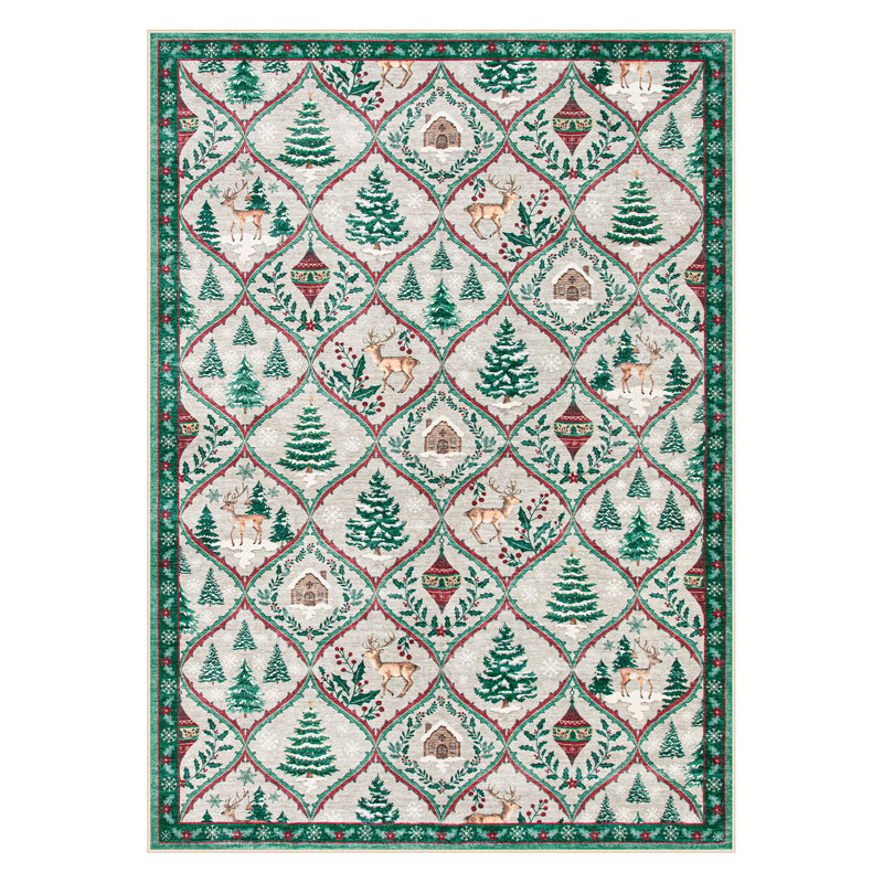 Tapis de Noël à motif marocain Laziya, Rectangle 5 pi x 7 pi