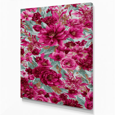 "Watercolor Floral 39", art mural sur toile mauve