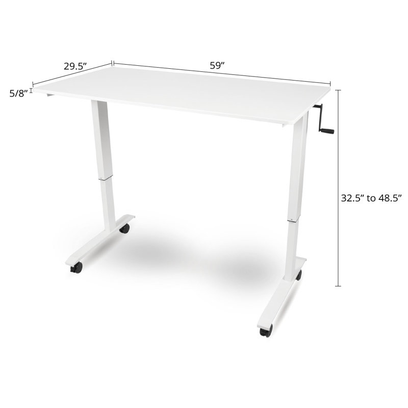 Bureau debout à hauteur ajustable Fontclair, Blanc brillant / Blanc, H 32,5 po x l 59 po x P 29,5 po