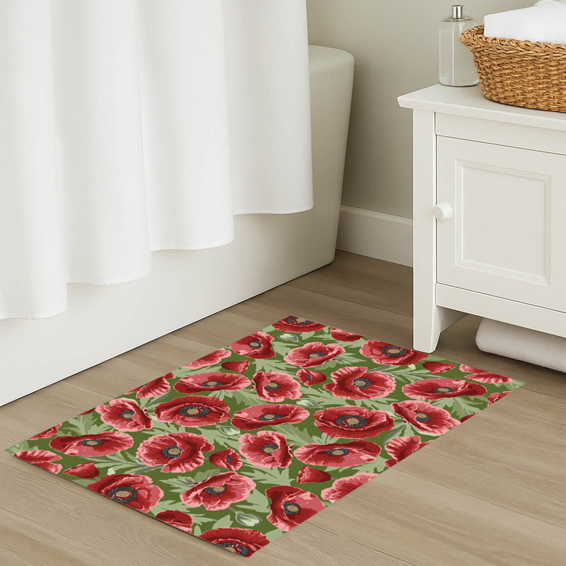 Tapis de bain Myah Poppie, Simple - L 24 po x l 17 po, À feuilles persistantes