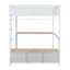 Lit mezzanine pleine grandeur en métal avec rangement à DEL, bureau, garde-robe et 3 tiroirs, blanc - taille de rangement essentielle pour chambre à coucher moderne, choix de qualité de vie