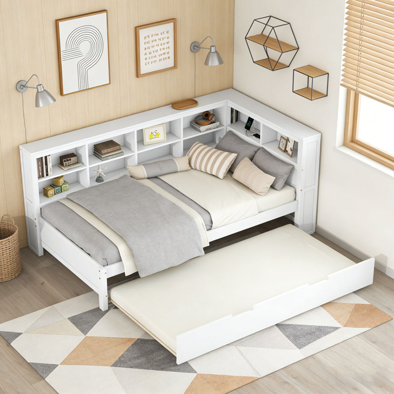 Wooden Twin Size DayBed with Twin Size, White