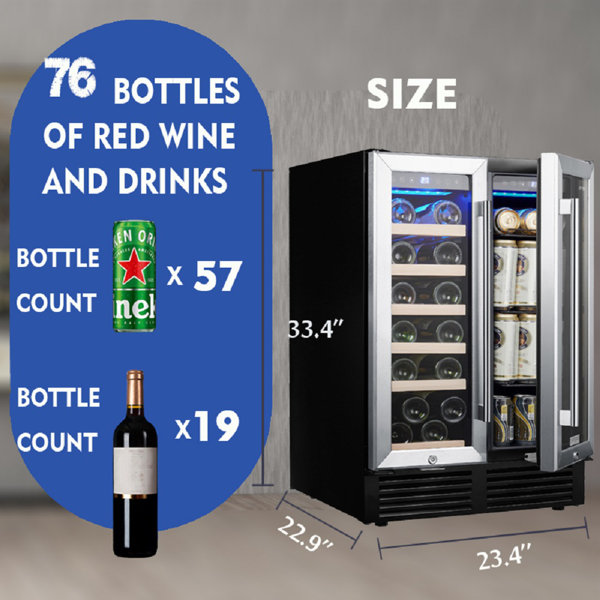 SOTOLA 23.4'' and Can Dual Zone Freestanding Wine & Beverage