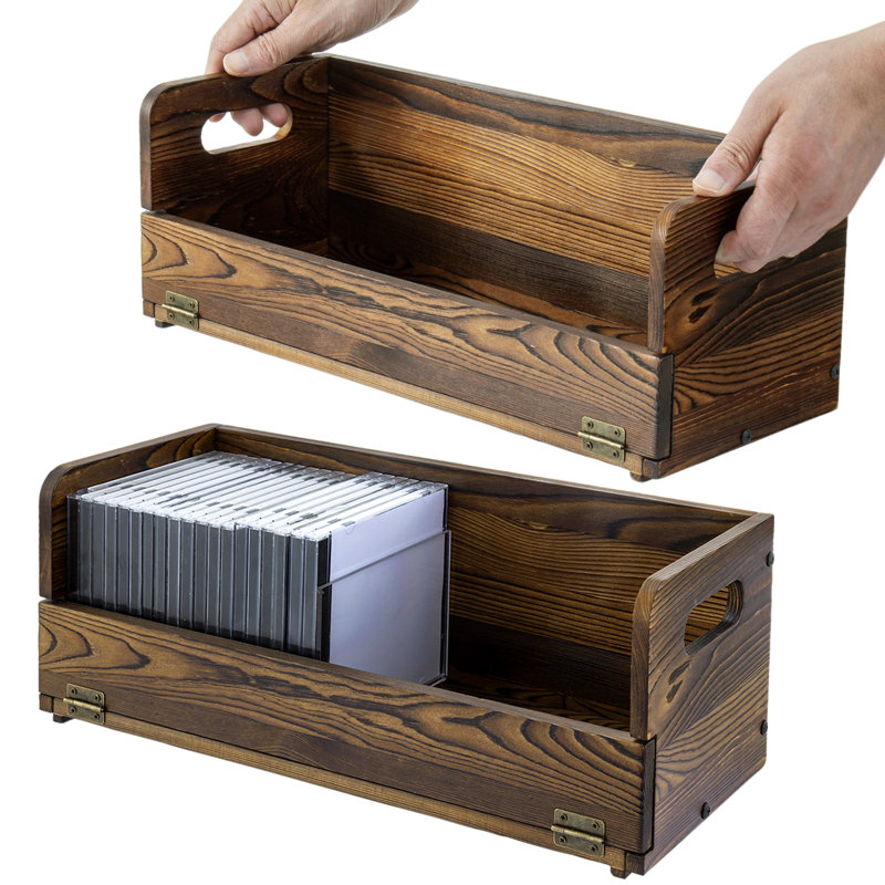Ensemble de 2 rangements de CD et DVD empilables en bois