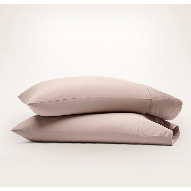 Percale Hemmed Pillowcase Set, King Pillowcase, Dusty Rose