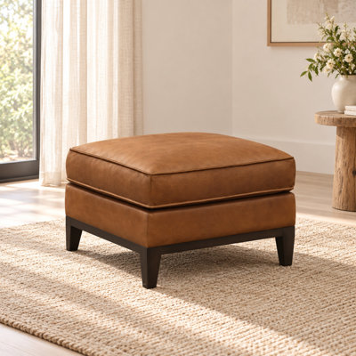 Repose-pieds rectangulaire de largeur en cuir véritable de 26 po Lowry